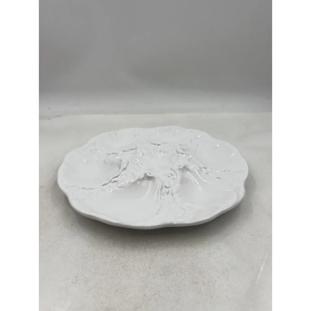 Neto & Gomes Oyster Plate White Ceramic Starfish Center 6-Well Server Portugal - Picture 4 of 11